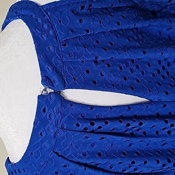 London Times Cold Shoulder Eyelet Dress Size 14 - Picture 3 of 4